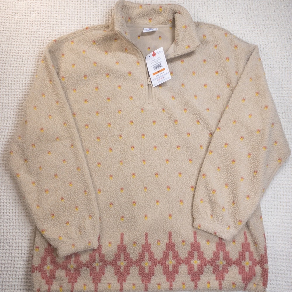Champion Women Sherpa Quarter Zip Pullover Champagne Frost Southwestern Fleece M